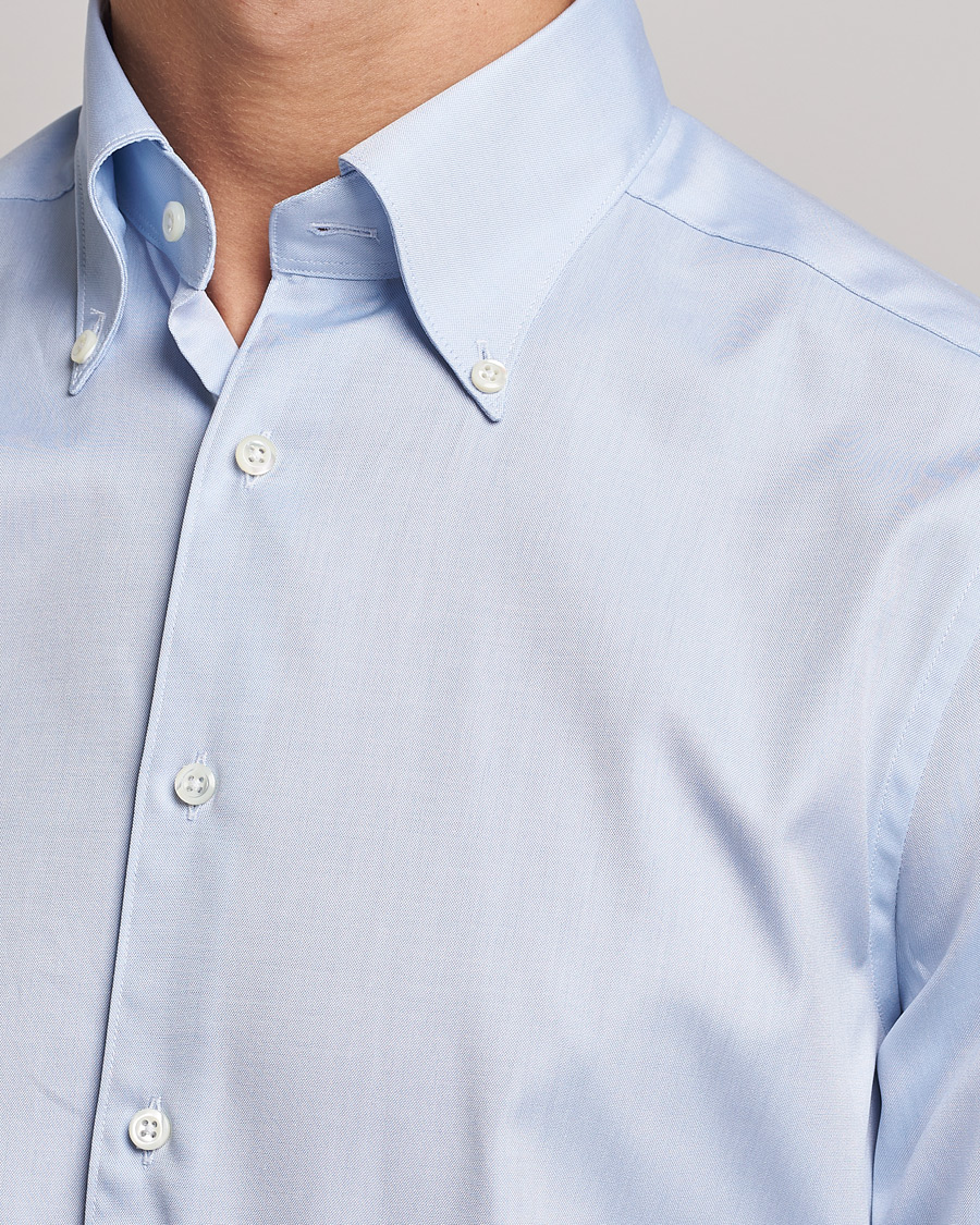 Herren | Hemden | Stenströms | Slimline Pinpoint Oxford Button Down Shirt Light Blue
