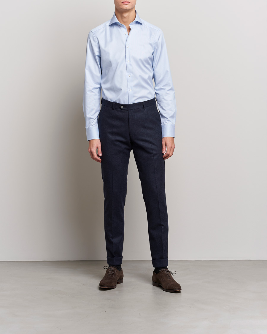 Herr |  | Stenströms | Slimline Micro Stripe Cut Away Shirt Blue