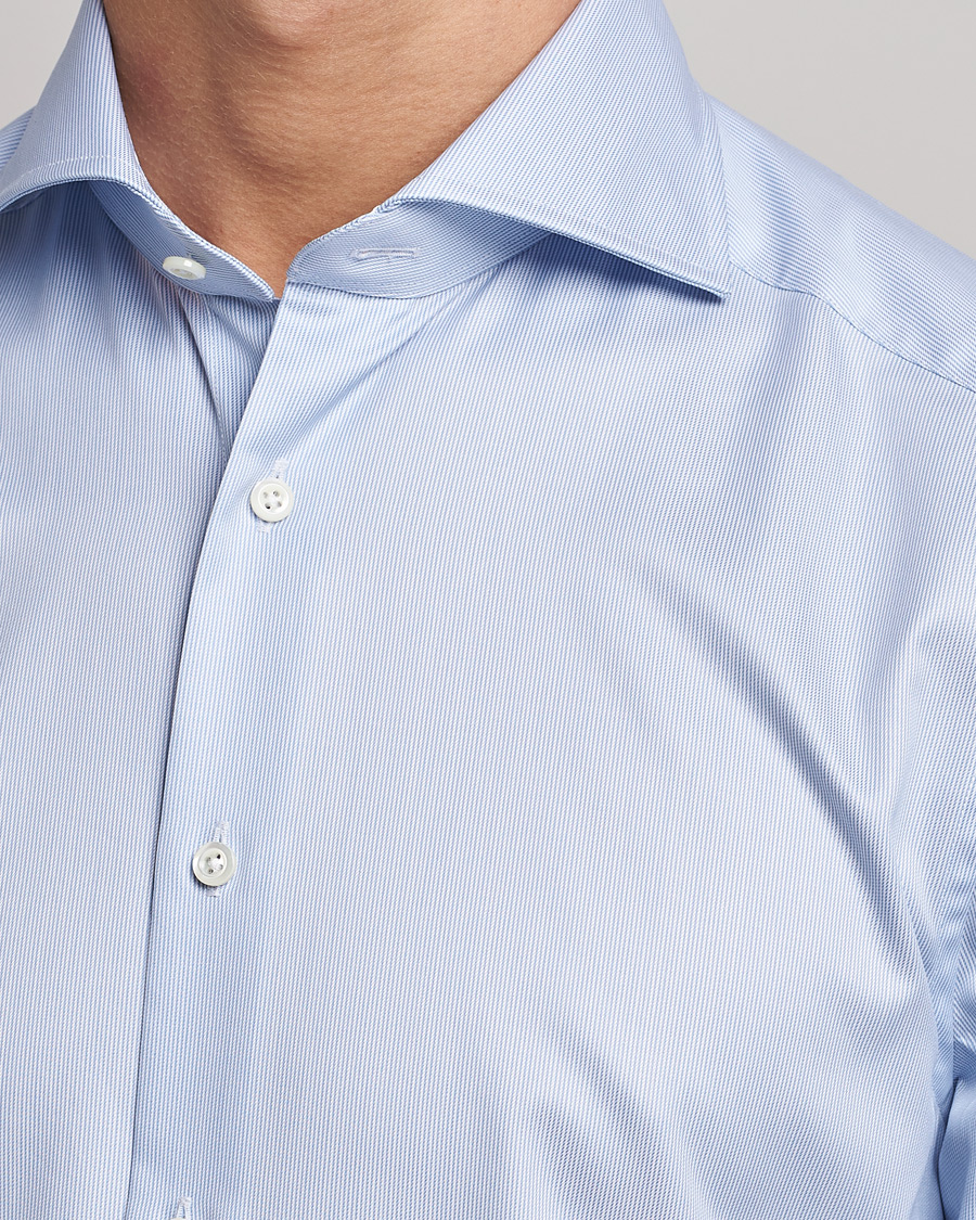 Herren | Hemden | Stenströms | Slimline Micro Stripe Cut Away Shirt Blue
