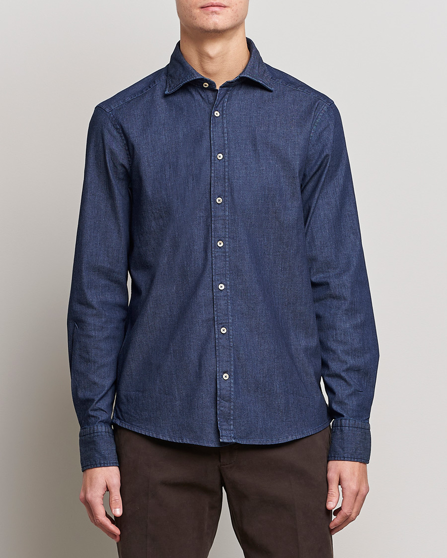 Herren | Stenströms | Stenströms | Slimline Garment Washed Shirt Dark Denim