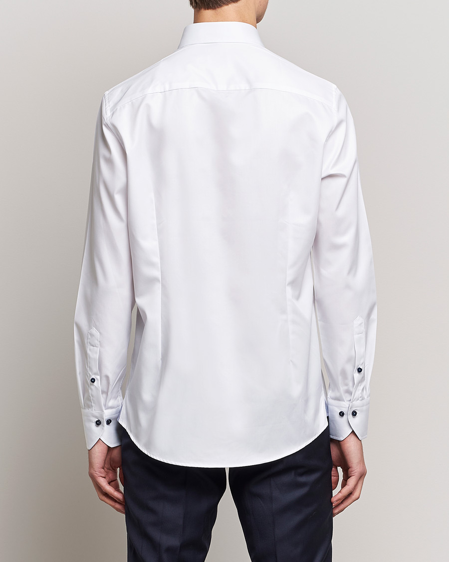Herren | Hemden | Stenströms | Slimline Micro Check Contrast Shirt White