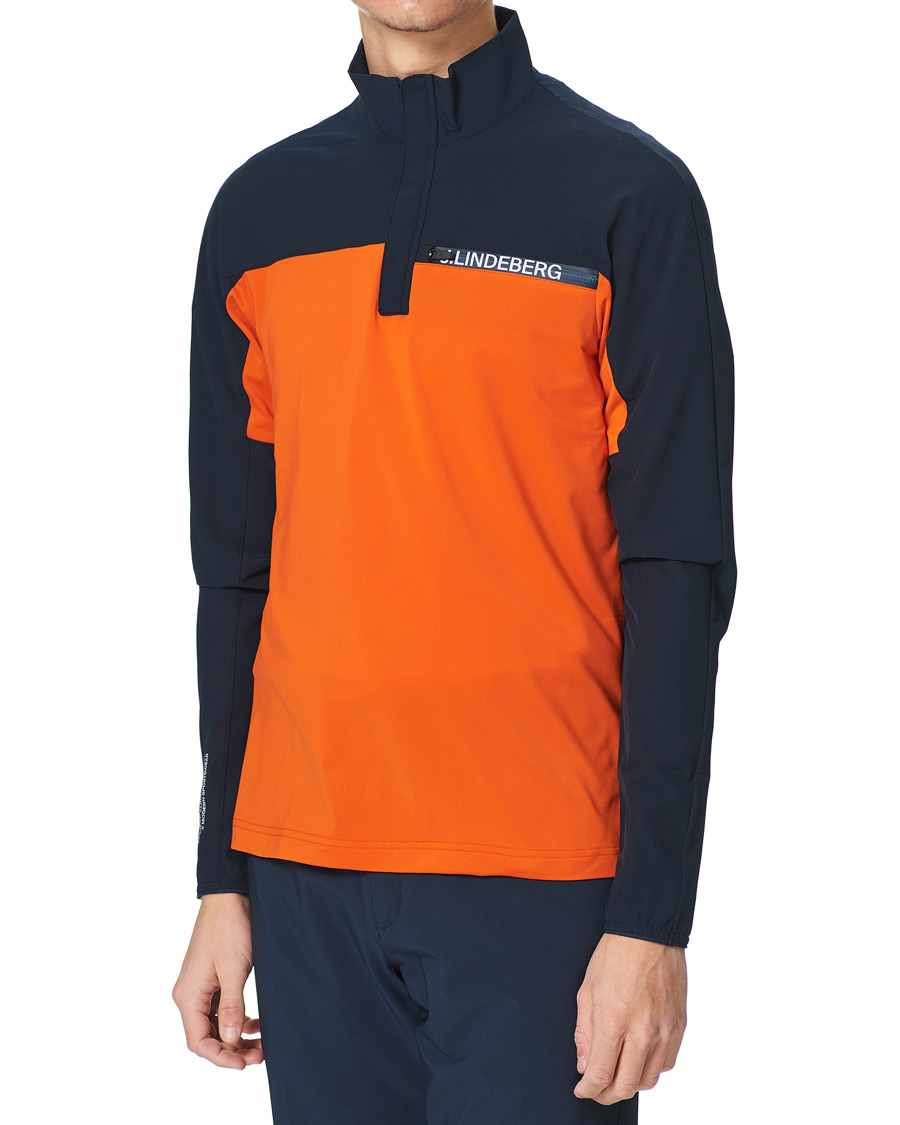Herren | Pullover | J.Lindeberg | Noah Mid Layer Jersey Half Zip Tangerine Tango