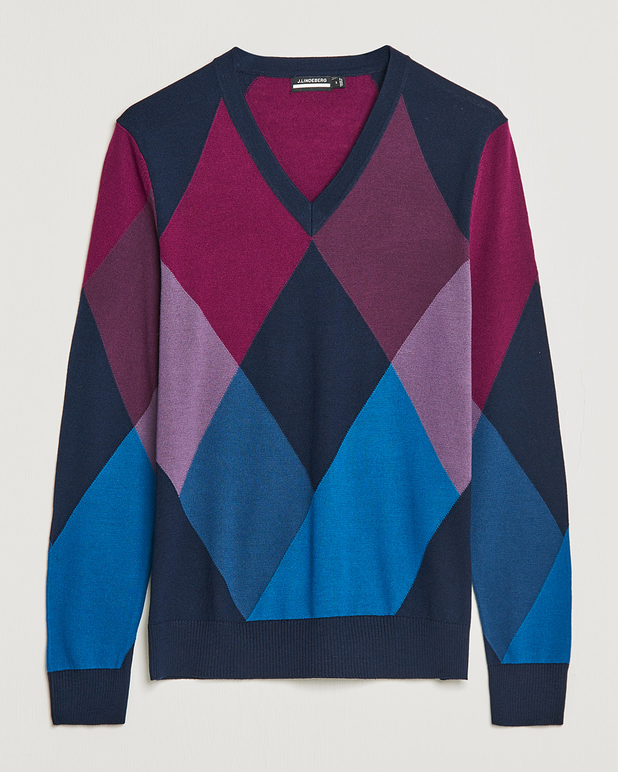 Herren | Pullover | J.Lindeberg | Active Argyle Golf Sweater Navy