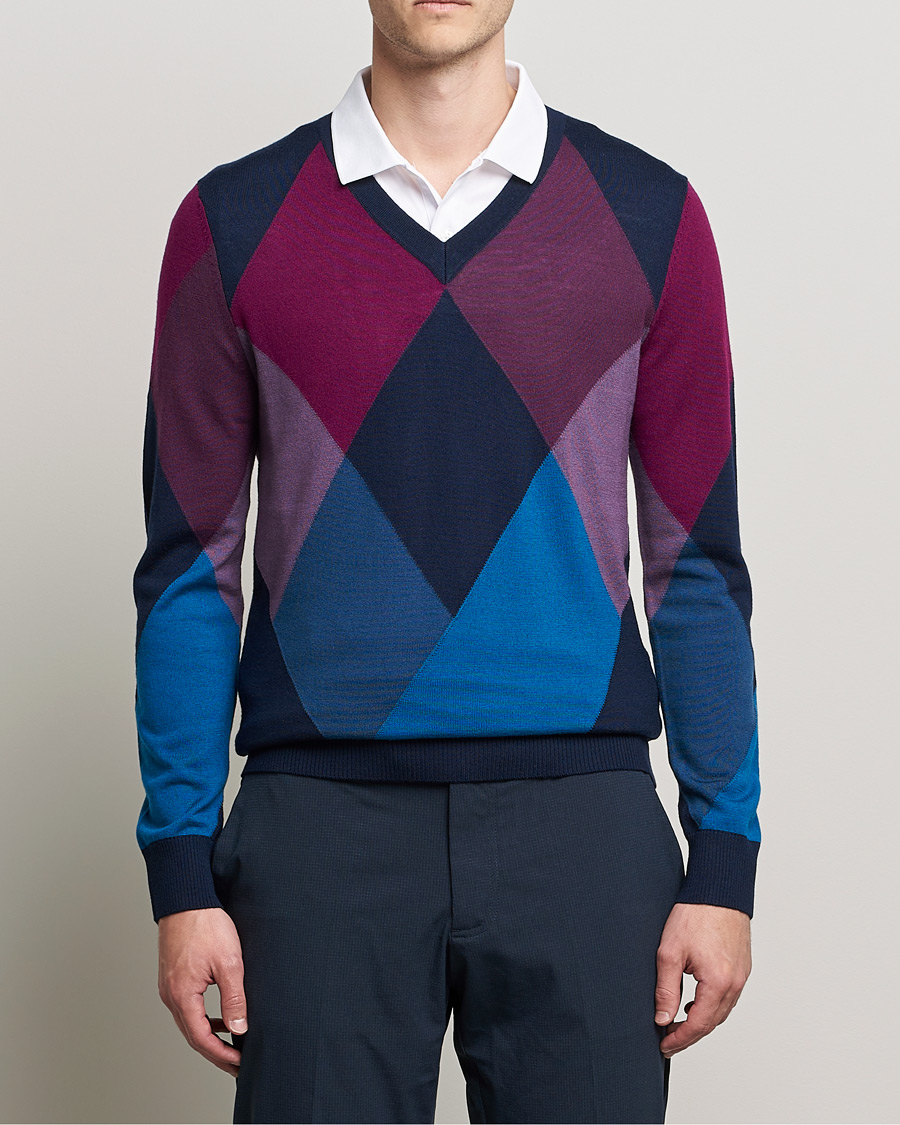 Herren | Pullover | J.Lindeberg | Active Argyle Golf Sweater Navy