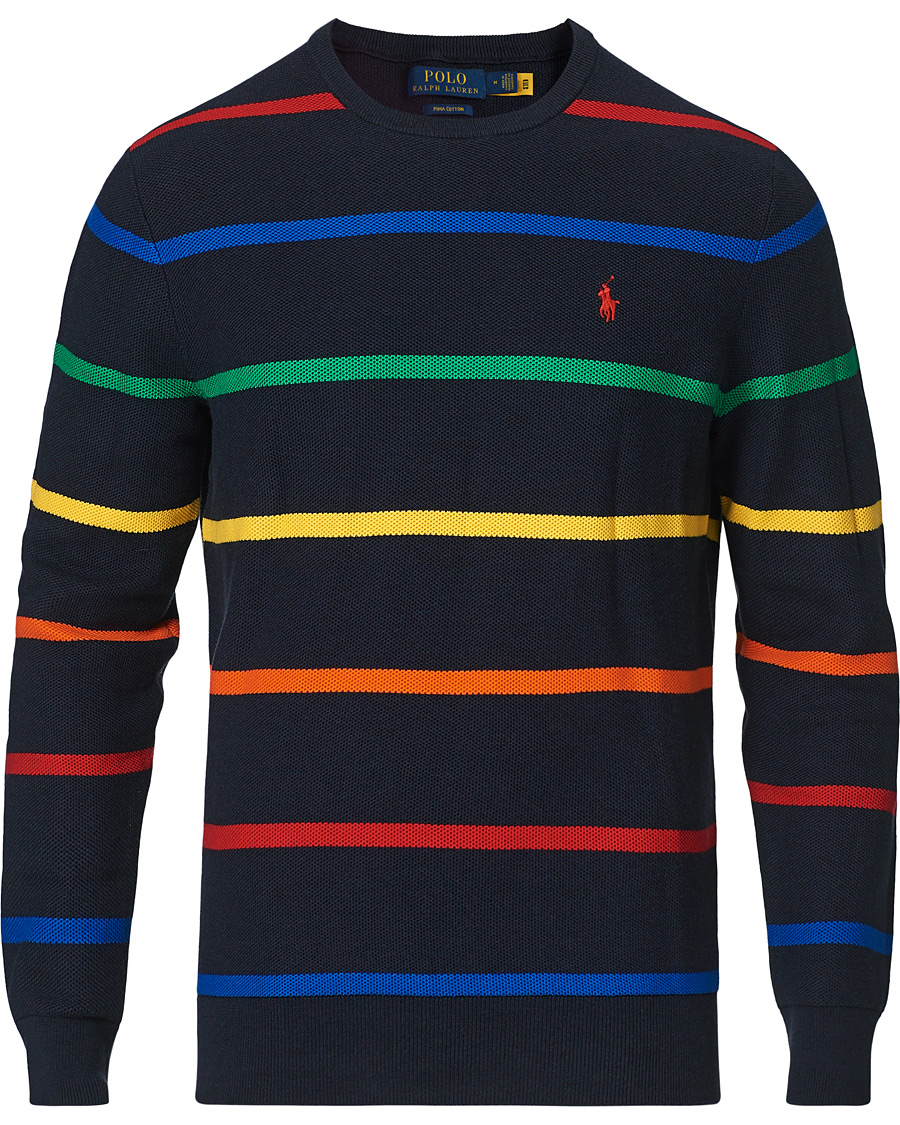Herren | Pullover | Polo Ralph Lauren | Pima Cotton Stripe Crew Neck Pullover Navy Multi