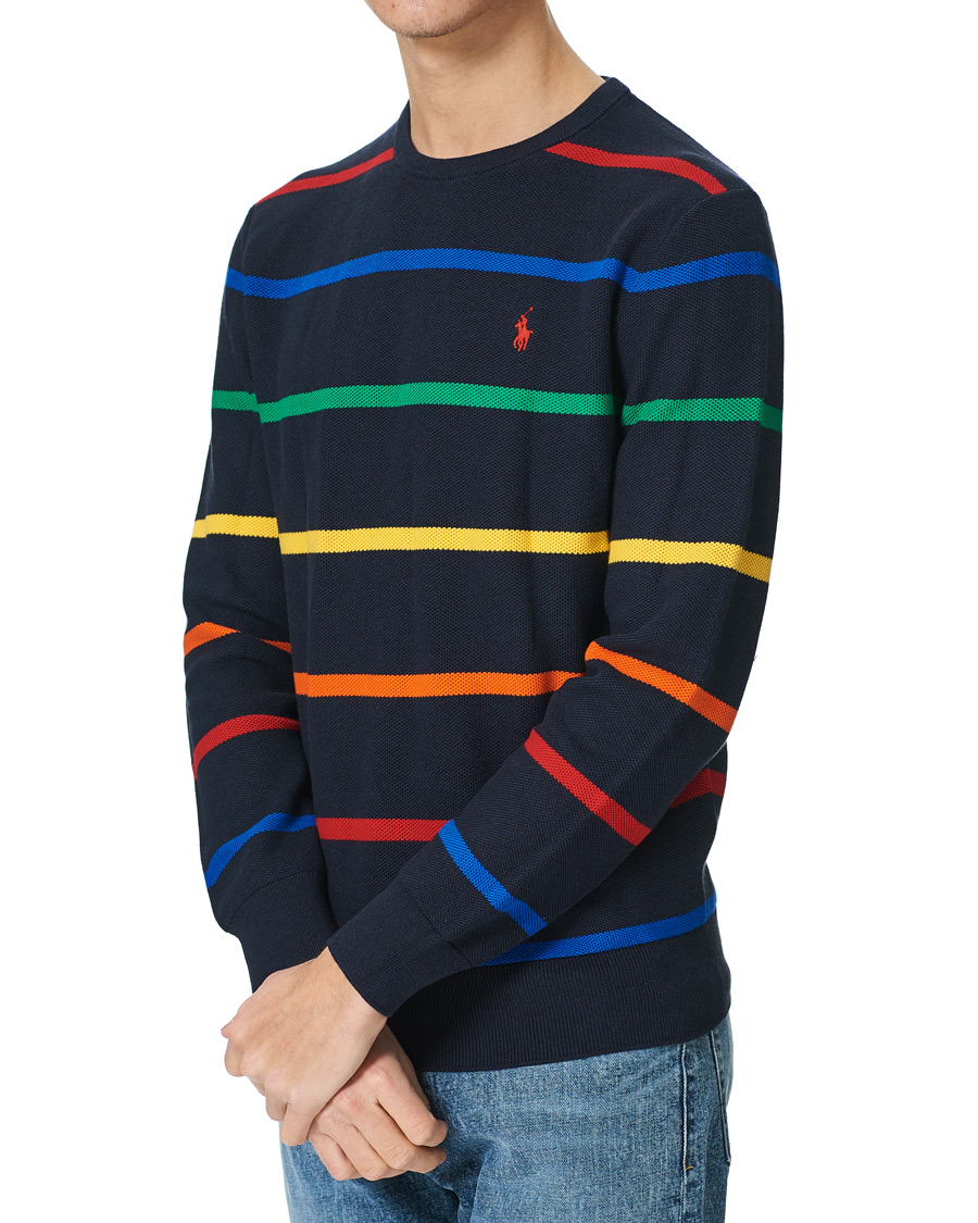 Herren | Pullover | Polo Ralph Lauren | Pima Cotton Stripe Crew Neck Pullover Navy Multi