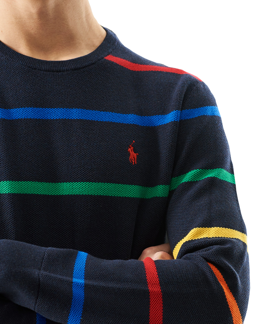 Herren | Pullover | Polo Ralph Lauren | Pima Cotton Stripe Crew Neck Pullover Navy Multi