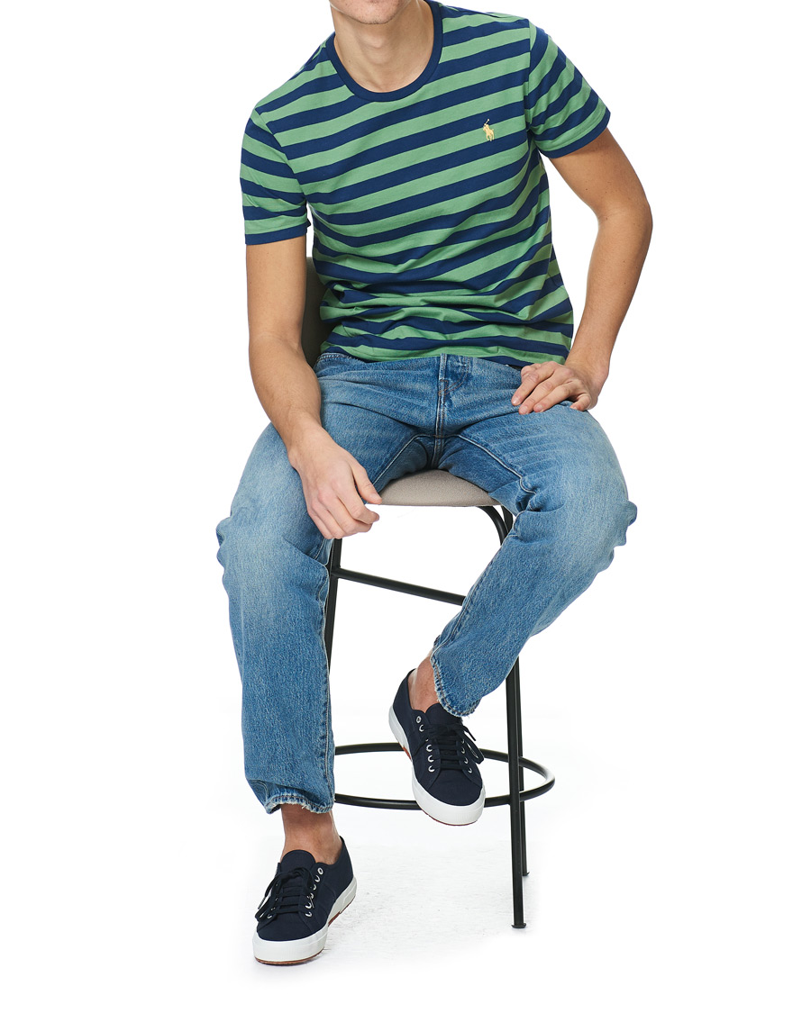 Herren | T-Shirts | Polo Ralph Lauren | Crew Neck Striped Tee Outback Green/Light Navy