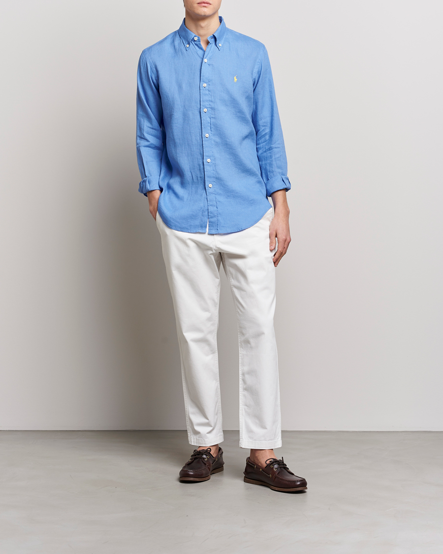 Herren | Hemden | Polo Ralph Lauren | Custom Fit Linen Button Down Harbor Island Blue