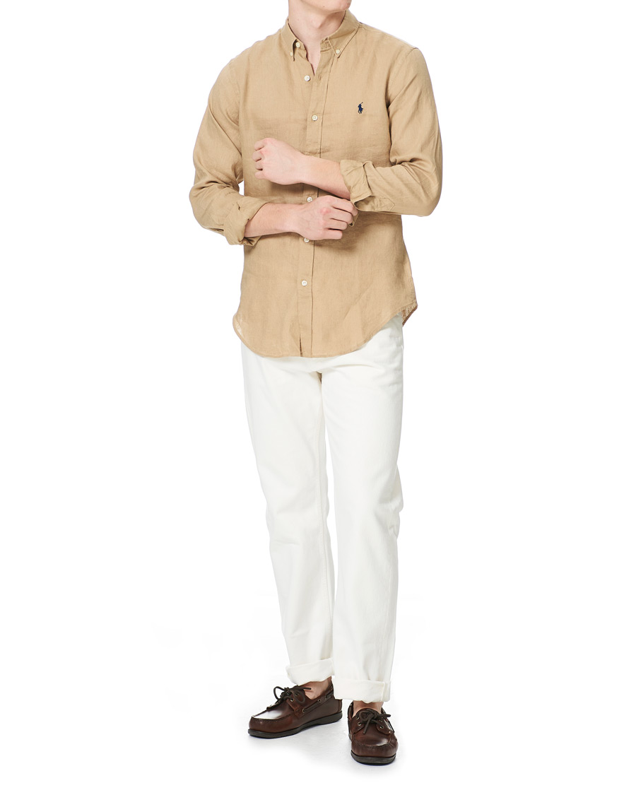 Herren | Hemden | Polo Ralph Lauren | Slim Fit Linen Button Down Shirt Costal Beige