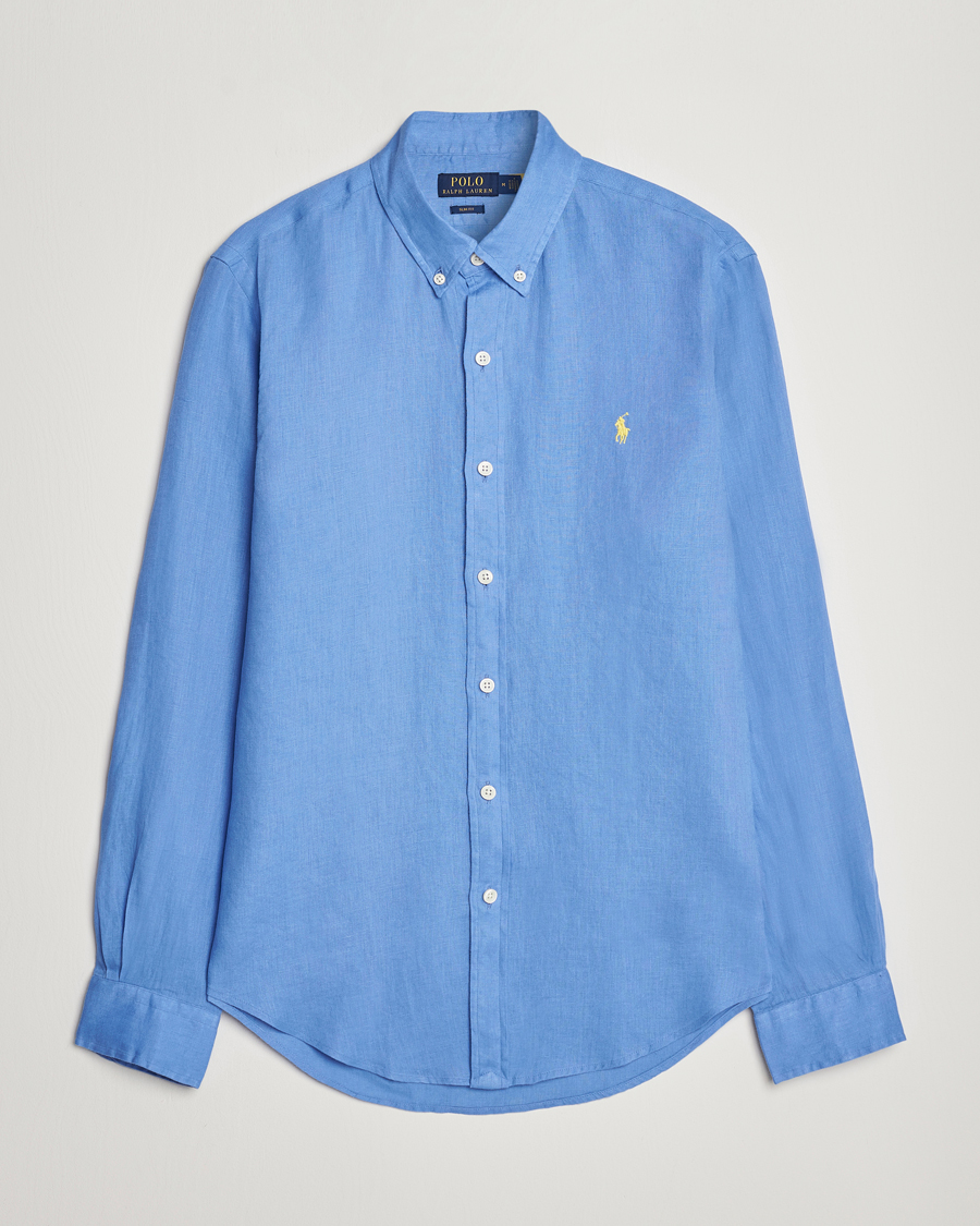Herren | Hemden | Polo Ralph Lauren | Slim Fit Linen Button Down Shirt Harbor Island Blue