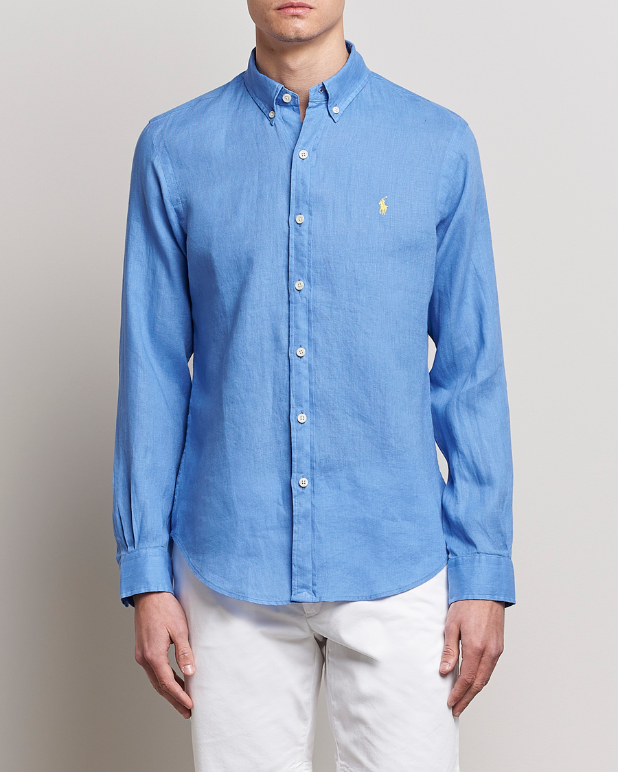 Herren | Leinenhemden | Polo Ralph Lauren | Slim Fit Linen Button Down Shirt Harbor Island Blue