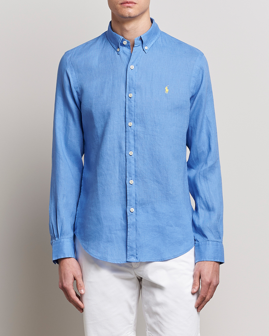 Herren | Hemden | Polo Ralph Lauren | Slim Fit Linen Button Down Shirt Harbor Island Blue