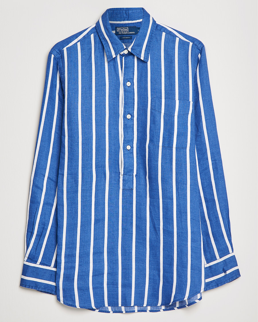 Herren | Hemden | Polo Ralph Lauren | Linen Striped Popover Shirt Navy/White