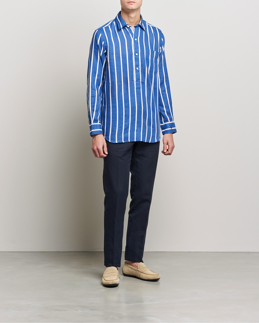 Herren | Hemden | Polo Ralph Lauren | Linen Striped Popover Shirt Navy/White