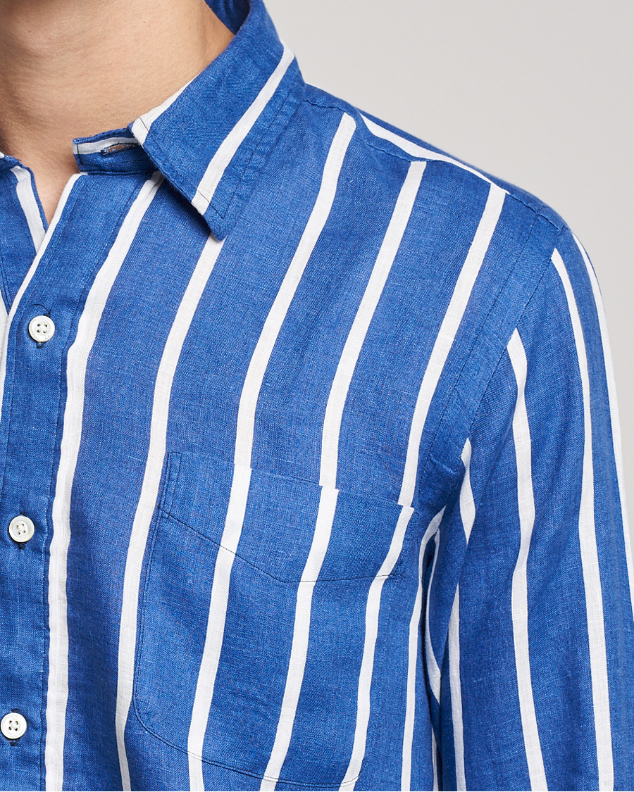 Herren | Hemden | Polo Ralph Lauren | Linen Striped Popover Shirt Navy/White