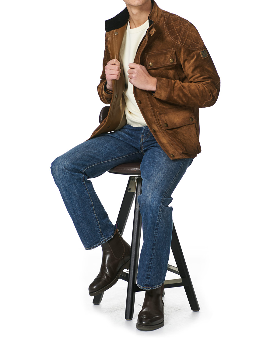 Herren | Jacken | Belstaff | Fieldbrook Suede Jacket Light Camel