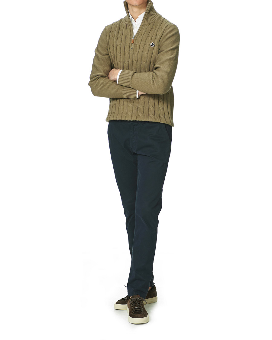 Herren | Pullover | Morris | Marlebone Cable Half-Zip Green