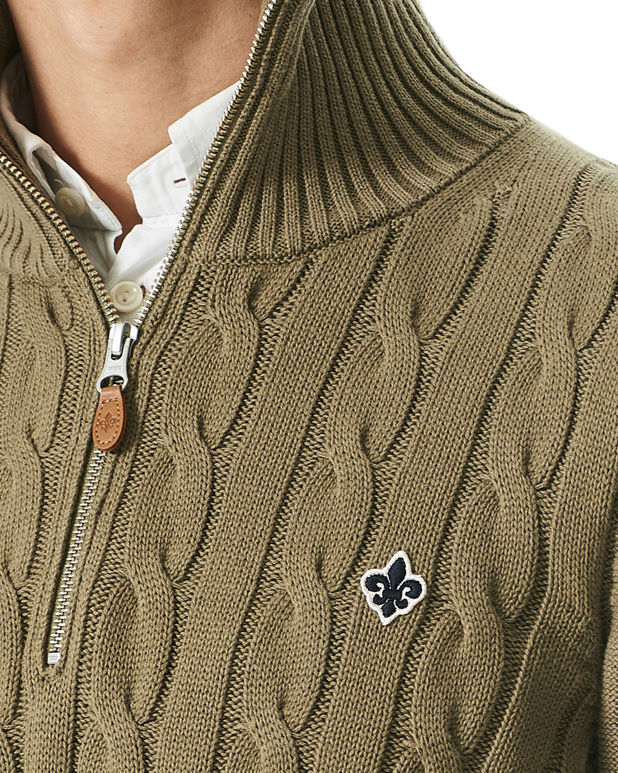 Herren | Pullover | Morris | Marlebone Cable Half-Zip Green