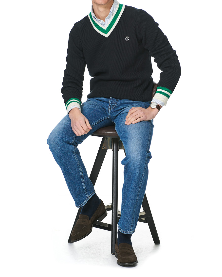Herren | Pullover | Morris | Willoughby V-Neck Cricket Sweater Navy