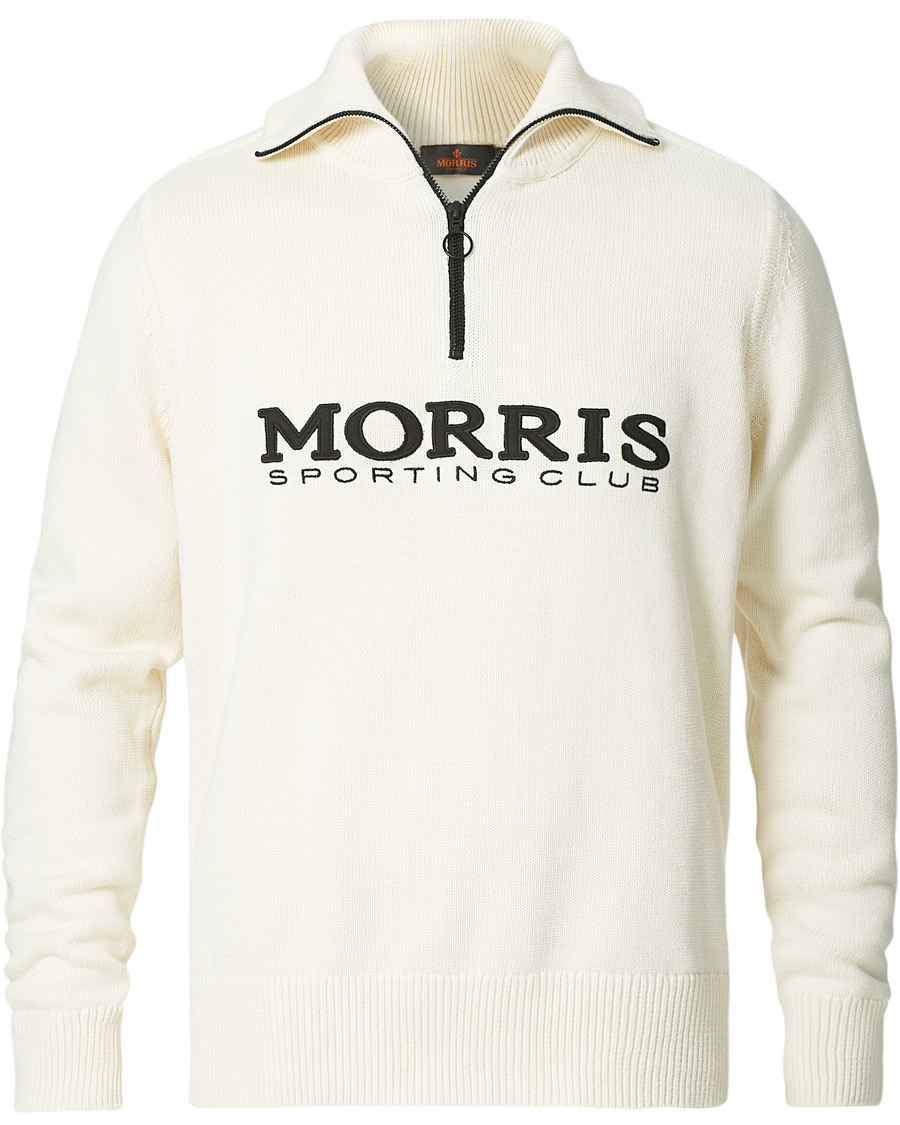 Herren | Pullover | Morris | Norton Logo Knitted Half-Zip Off White