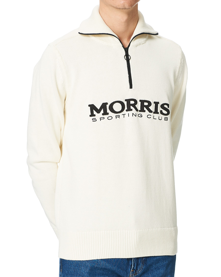 Herren | Pullover | Morris | Norton Logo Knitted Half-Zip Off White