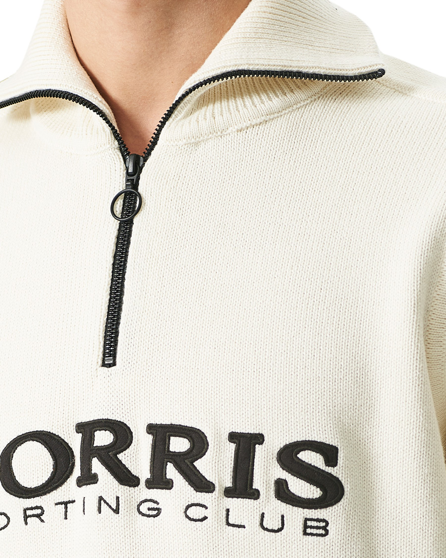Herren | Pullover | Morris | Norton Logo Knitted Half-Zip Off White