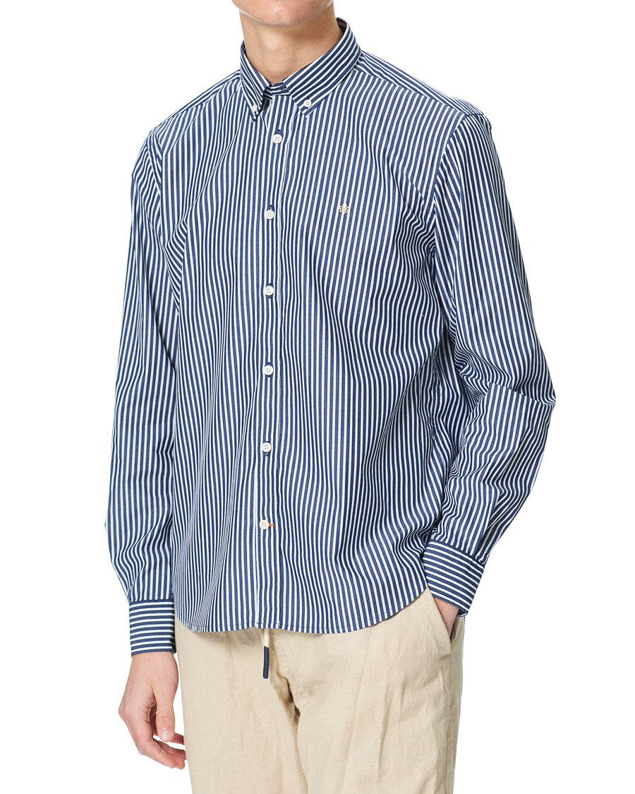 Herren | Hemden | Morris | Poplin Striped Button Down Shirt White/Navy