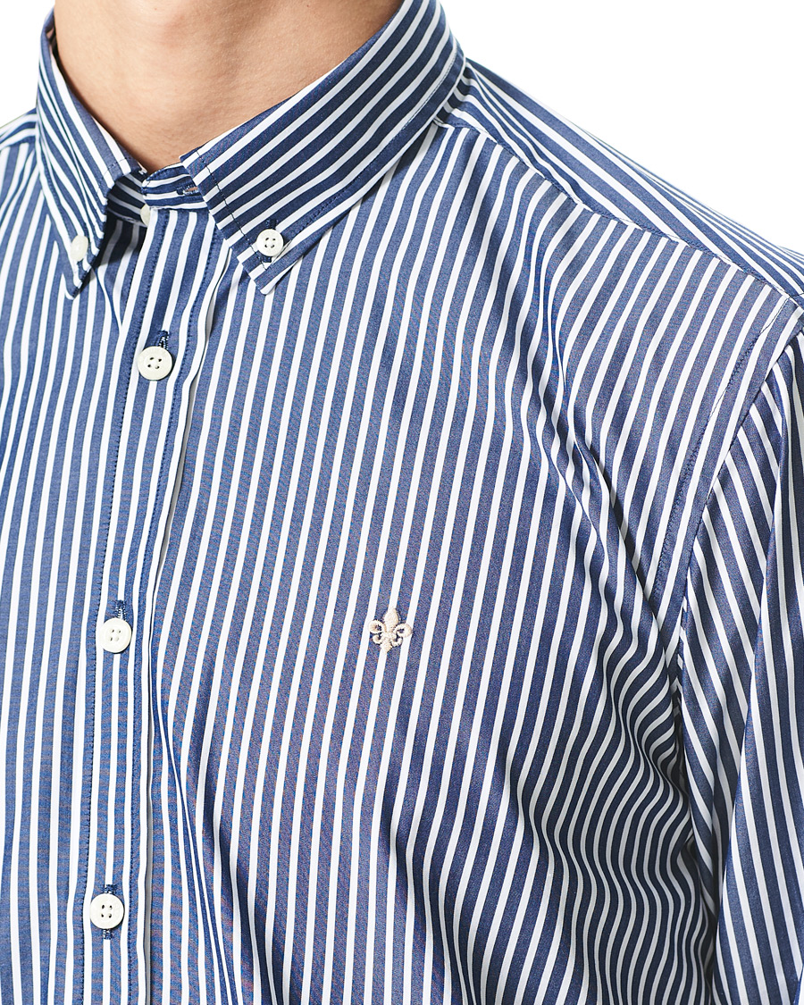 Herren | Hemden | Morris | Poplin Striped Button Down Shirt White/Navy