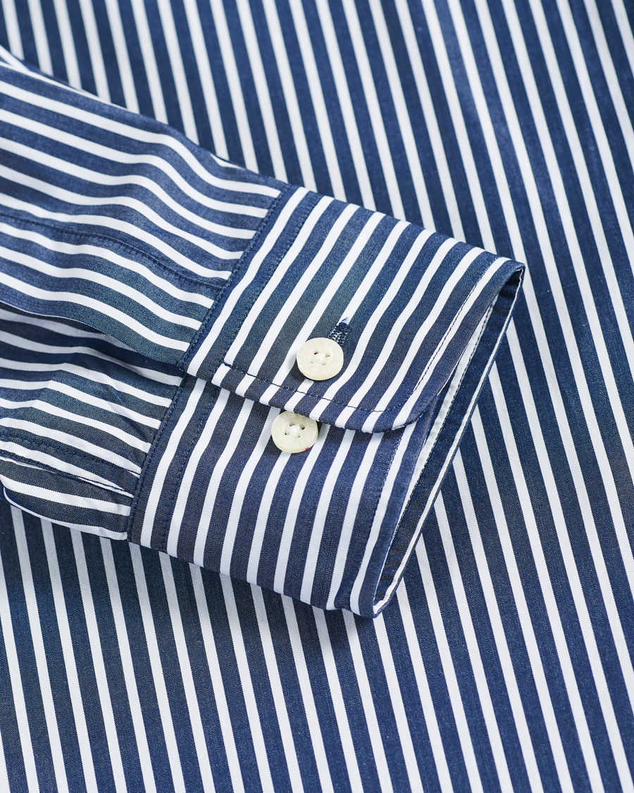 Herren | Hemden | Morris | Poplin Striped Button Down Shirt White/Navy