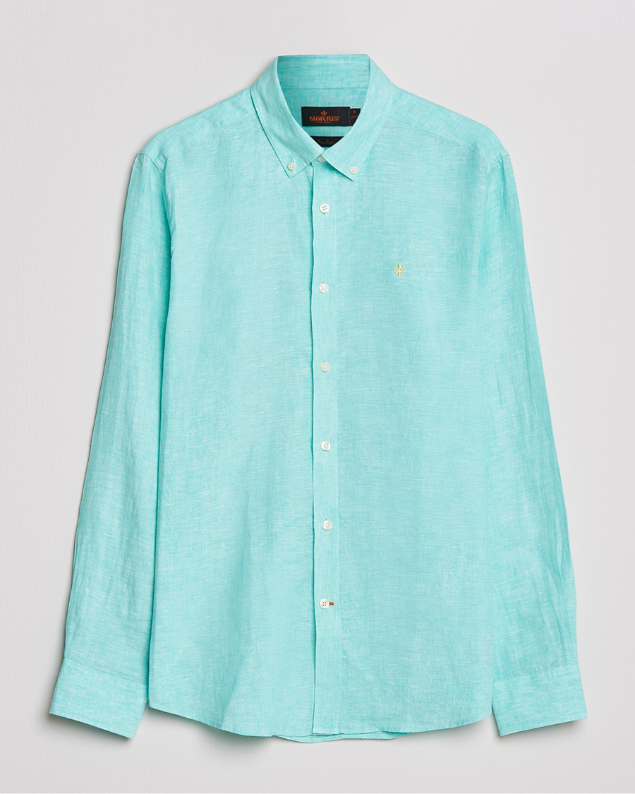 Herren | Hemden | Morris | Douglas Linen Shirt Aqua Green