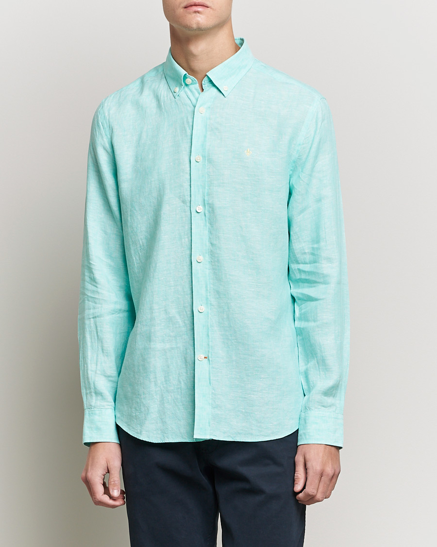 Herren | Hemden | Morris | Douglas Linen Shirt Aqua Green