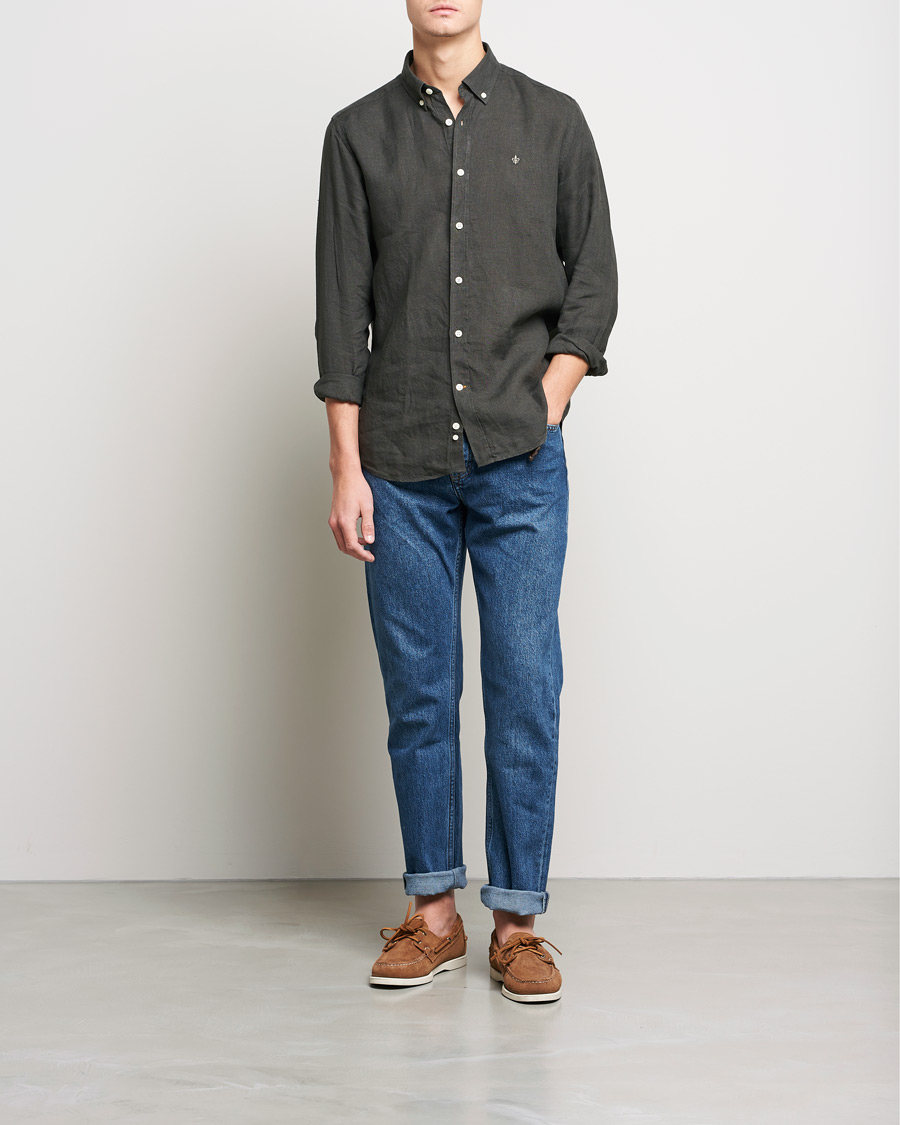 Herren | Hemden | Morris | Douglas Linen Shirt Moss Green