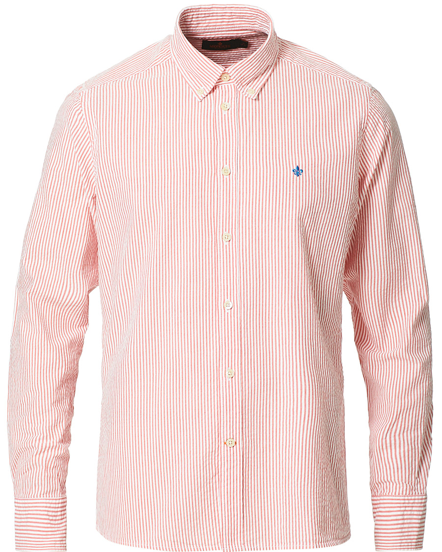 Herren | Hemden | Morris | Seersucker Striped Button Down Shirt Orange