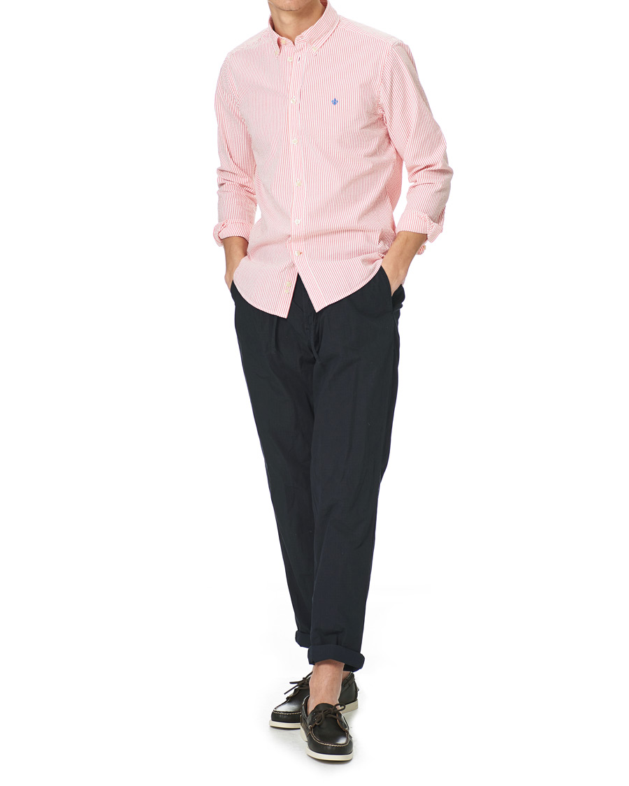 Herren | Hemden | Morris | Seersucker Striped Button Down Shirt Orange