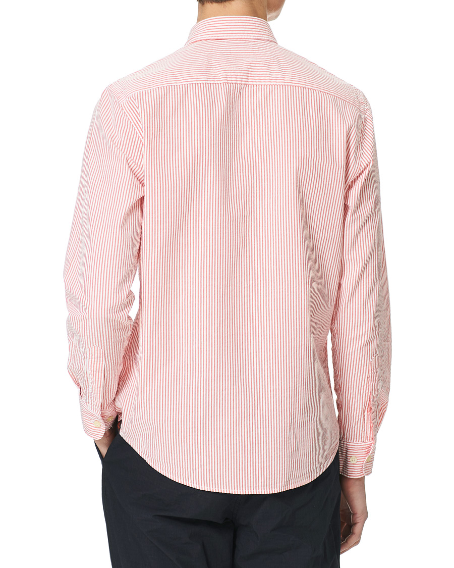 Herren | Hemden | Morris | Seersucker Striped Button Down Shirt Orange