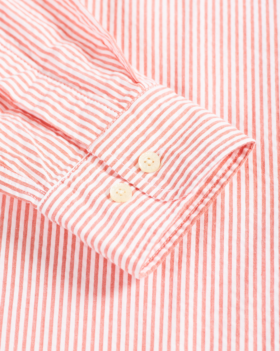 Herren | Hemden | Morris | Seersucker Striped Button Down Shirt Orange