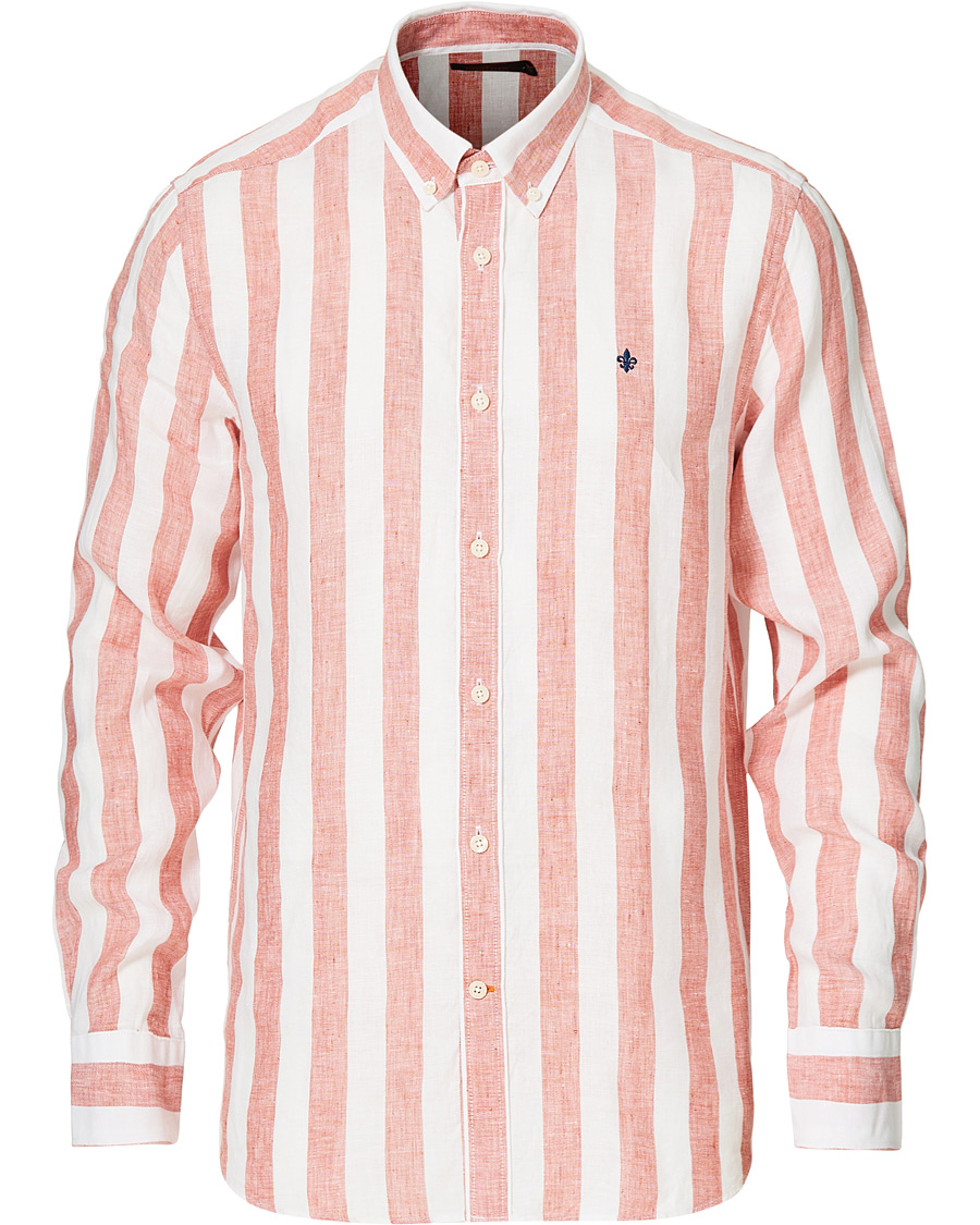Herren | Hemden | Morris | Douglas Striped Linen Button Down Shirt Orange