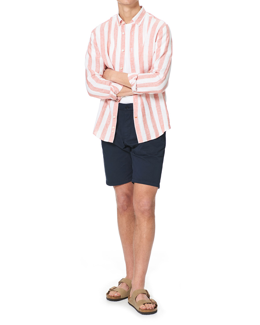 Herren | Hemden | Morris | Douglas Striped Linen Button Down Shirt Orange