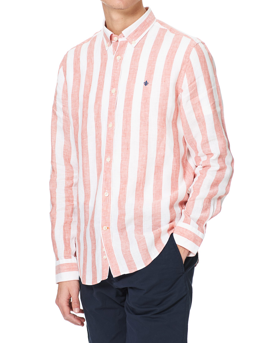 Herren | Hemden | Morris | Douglas Striped Linen Button Down Shirt Orange