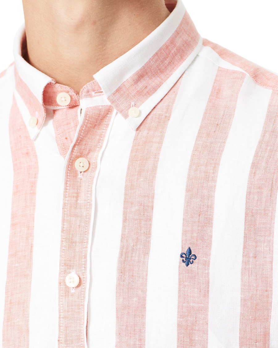 Herren | Hemden | Morris | Douglas Striped Linen Button Down Shirt Orange