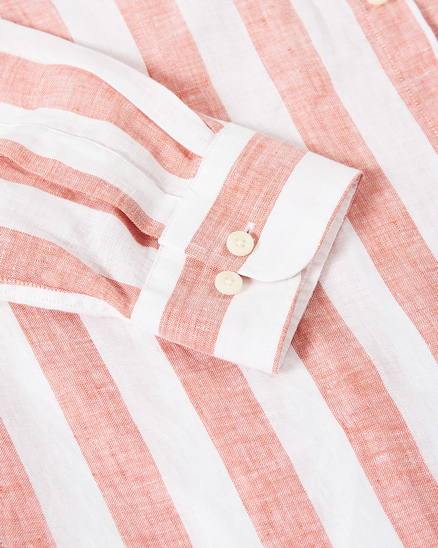 Herren | Hemden | Morris | Douglas Striped Linen Button Down Shirt Orange