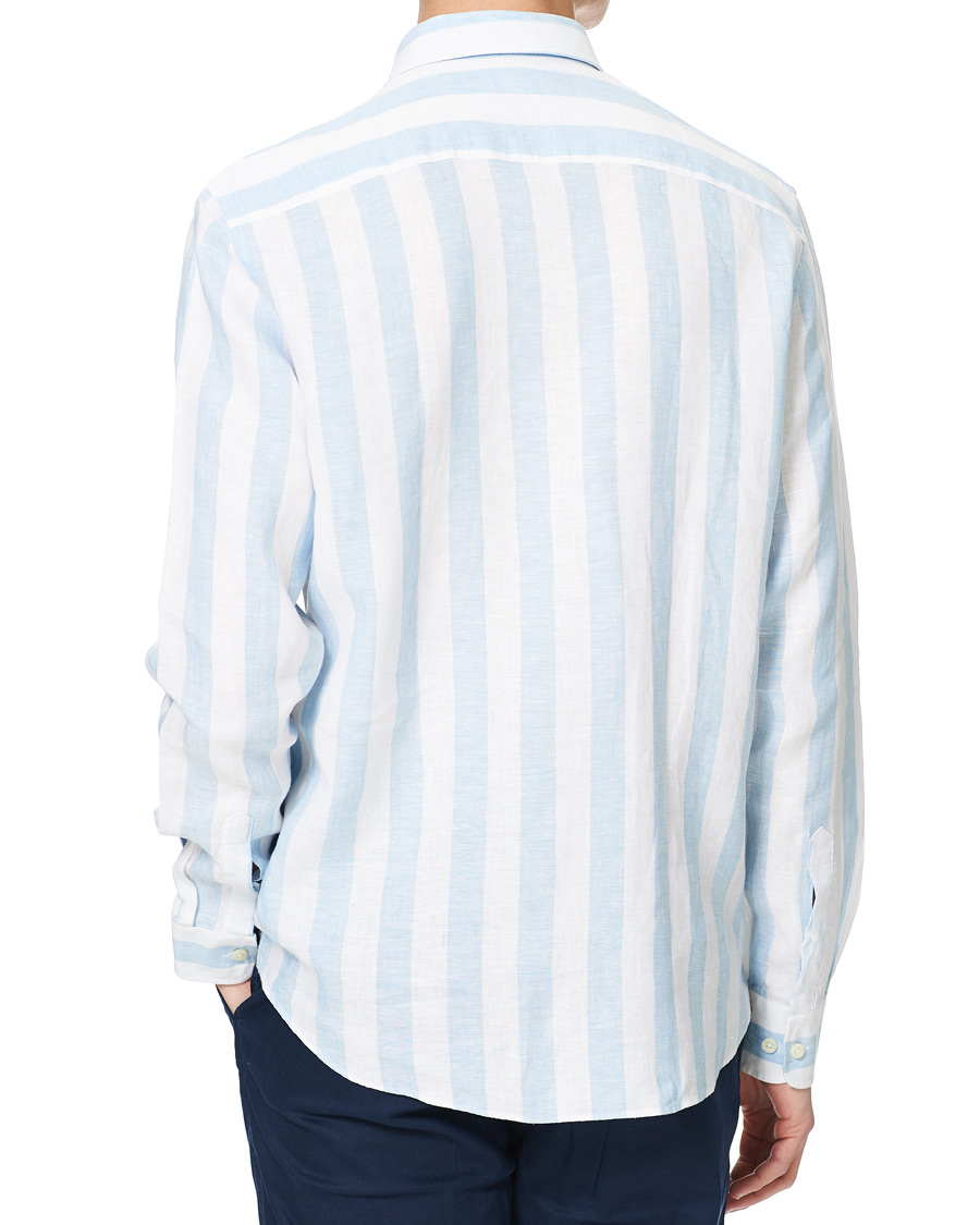 Herren | Hemden | Morris | Douglas Striped Linen Button Down Shirt Light Blue