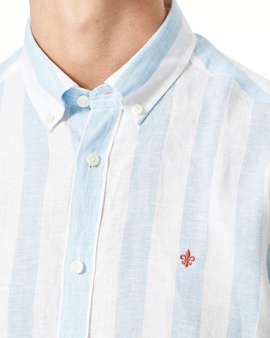 Herren | Hemden | Morris | Douglas Striped Linen Button Down Shirt Light Blue