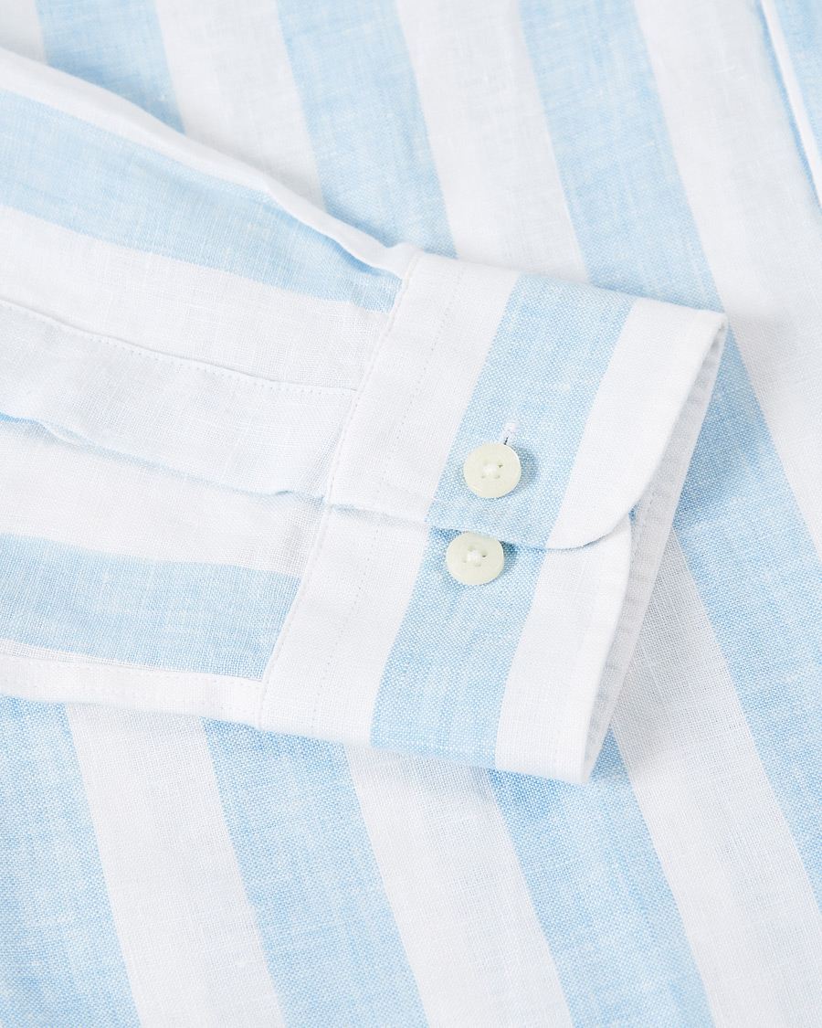 Herren | Hemden | Morris | Douglas Striped Linen Button Down Shirt Light Blue