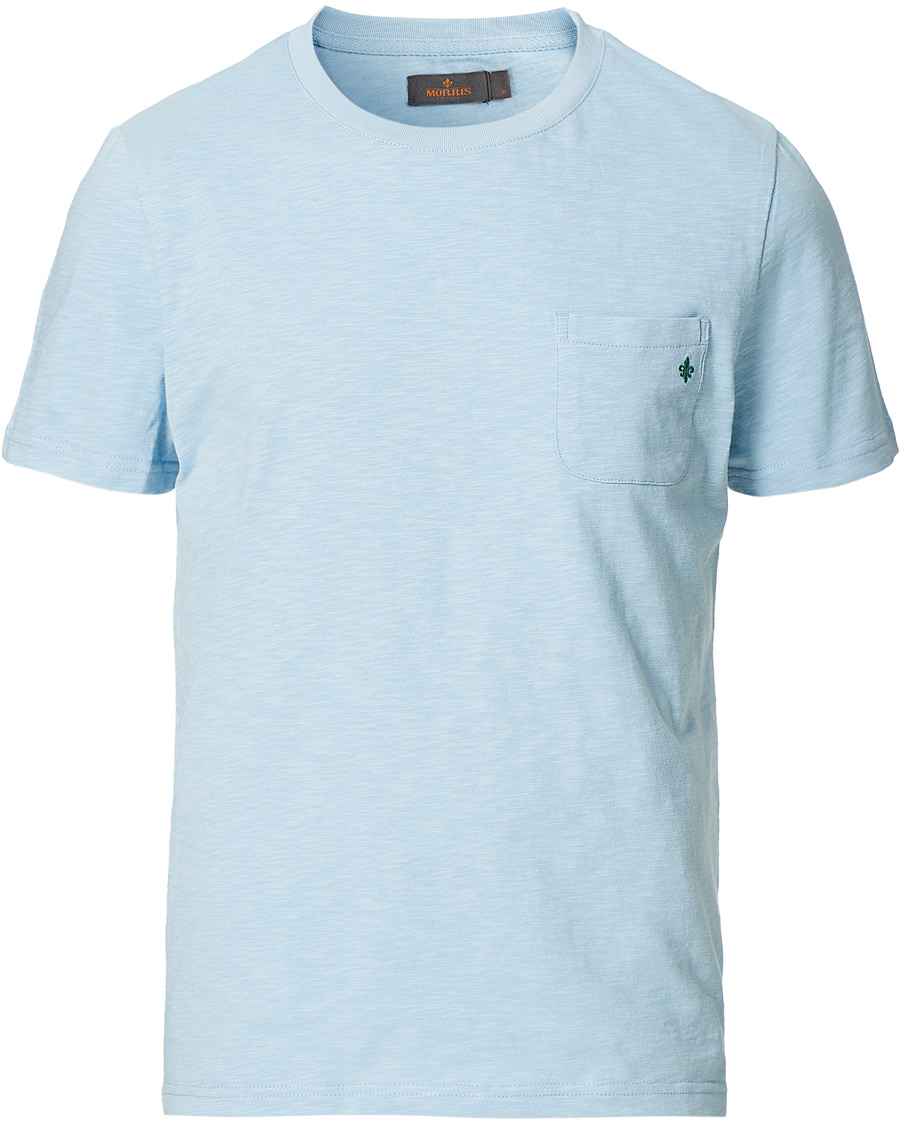 Herren | T-Shirts | Morris | Lily Slub Pocket Crew Neck Tee Light Blue