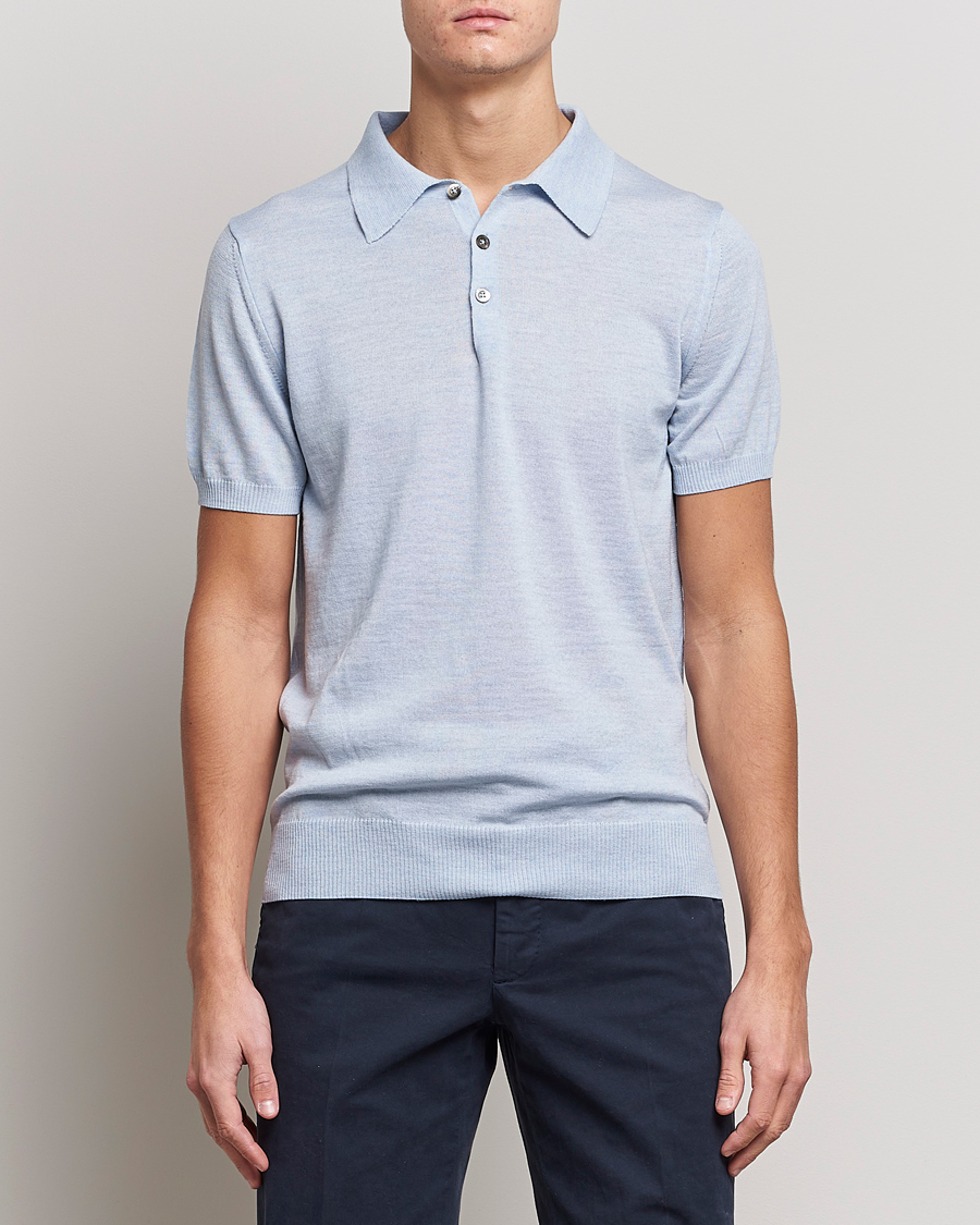 Herren | Morris Heritage | Morris Heritage | Short Sleeve Knitted Polo Shirt Blue