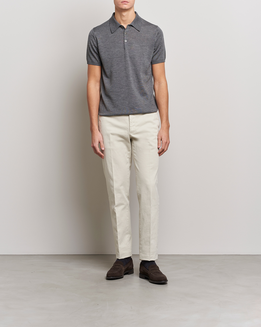 Herren | Pullover | Morris Heritage | Short Sleeve Knitted Polo Shirt Grey