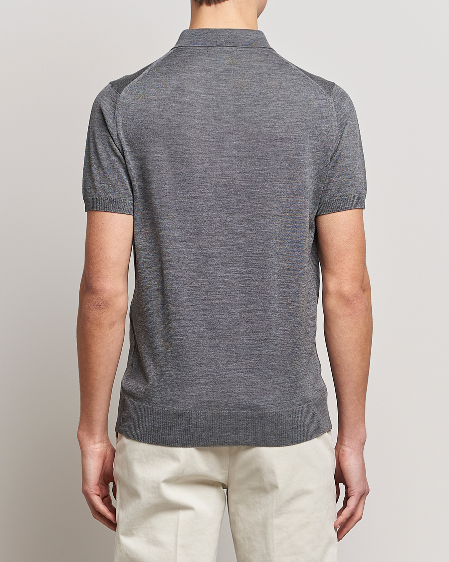 Herren | Pullover | Morris Heritage | Short Sleeve Knitted Polo Shirt Grey