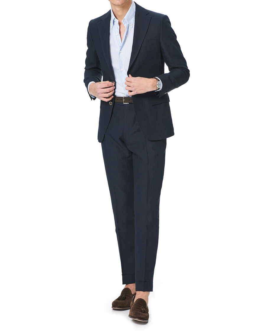Herren | Hosen | Morris Heritage | Jack Linen Suit Trousers Navy